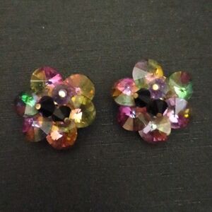 Vintage Margarita Rivoli AB Clip On Earrings